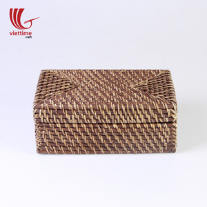 Rattan <b>Wicker</b> Tissue Box, <b>Wicker</b> Small Storage Box With Lid - Product Image 2