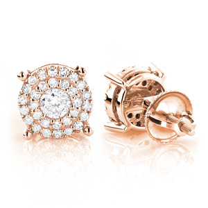 Boucles d'oreilles rondes en diamant, livraison gratuite, 100% authentique, à grappe de pierres, au meilleur prix en gros - Product Image 1