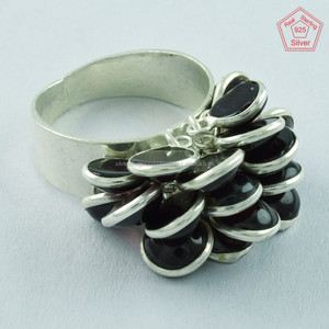 Bagues en pierre turquoise en argent 925 d'Inde bijoux en pierres précieuses taillées en grenat pour fête de mariage anniversaire motif convivial - Product Image 2