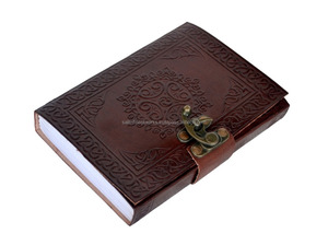 Conception celtique faite à la main en cuir véritable usiné belles Pages vierges Journal Journal carnet de croquis livre avec serrure C en laiton Antique - Product Image 4