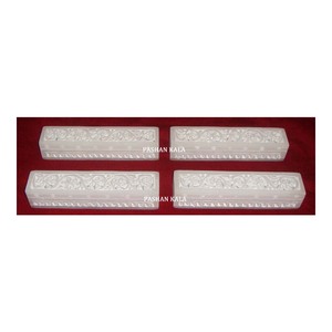 Cajas de regalo de joyería talladas a mano de mármol blanco puro de la mejor calidad con superacabado y forma rectangular para caja de uso multiusos - Product Image 1