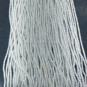 ลูกปัดอัญมณีสีขาวขนาดเล็กสีรุ้งมูนสโตนเจียระไนแบบหลวม - Product Image 5