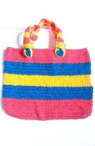 กระเป๋าถักไหมพรมขนสัตว์แบบเปิดสำหรับผู้หญิงมีที่จับ2อันขนาด33X41ซม. งานหัตถกรรมคุณภาพ - Product Image 3