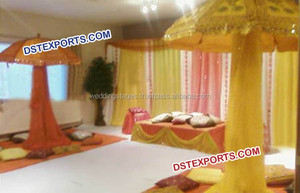 Parapluie magnifique brodé, or et rouge, pour mariage, décoration de styliste, - Product Image 4