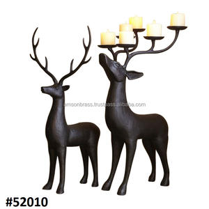 De cobre nueva acabados decoración de Navidad renos vela titular conjunto de 2 pares sostenedor de vela - Product Image 2