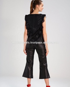 Pantalones con cordones de cuero de cordero auténtico XL para mujer, elegantes pantalones ajustados de cuero con cintura elástica y corte ajustado Sexy para invierno - Product Image 5