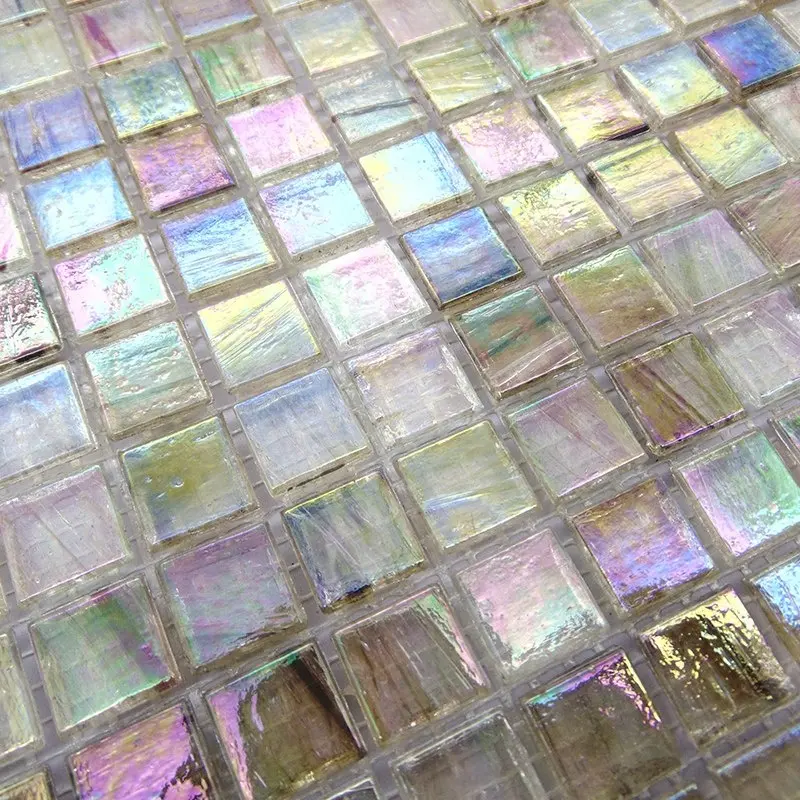 Goldline Square Iridescent Glass Mosaic Bathroom