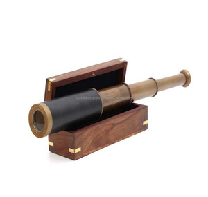 Télescope pirate 15 ''fait à la main en laiton nautique avec boîte en bois ancre gravée 3 plis télescope cadeau Unique Spyglass - Product Image 3