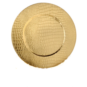 Assiette de service plaquée or de luxe pour hôtels et traiteurs, équipement de restauration, utilisation en forme ronde, décorative pour mariage - Product Image 1