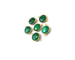 6 piezas de forma redonda de Esmeralda teñida, piedra de 13x13 MM con conectores bohemios de piedra preciosa chapada en oro - Product Image 5