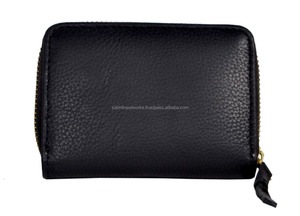 Handcraft Vintage hecho a mano puro negro 100% cuero genuino tarjeta de crédito Id tarjetero mujeres lujo cremallera gran capacidad carteras - Product Image 3