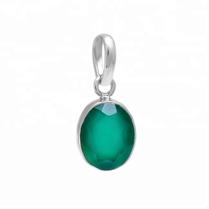 Piedra preciosa de forma ovalada de ónix verde, colgante de plata de ley 925, joyería, colgante de moda, colgante de ajuste de bisel para mujer. - Product Image 1