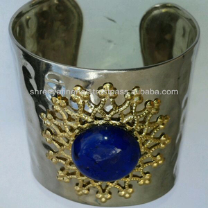 <b>Silver</b> Plated Brass Wide Hand <b>Cuff</b> <b>Bracelet</b> - Product Image 3