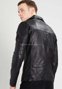 Negro de alta calidad piel de cordero chaqueta de cuero para los hombres - Product Image 3