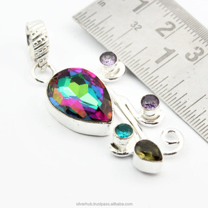 Colgante de topacio místico para mujer, de Plata de Ley 925, hecho a mano, con gema de topacio Natural - Product Image 3