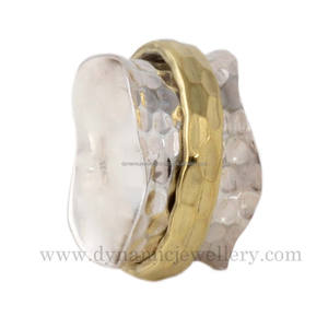 Anillo de plata de latón hecho a mano Unisex para meditación para hombres y mujeres, venta al por mayor, anillo giratorio de Plata de Ley 925 y latón - Product Image 3