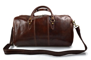 Sac de sport de voyage en cuir véritable durable personnalisé en gros avec fermeture éclair grande taille IHS-0067 - Product Image 2