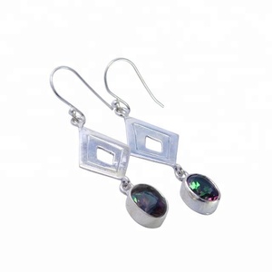Pendientes de piedras preciosas de cuarzo místico natural hechos a mano joyería de plata de ley 925 otros pendientes finos - Product Image 1