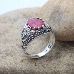 Gema de Rubí, anillo de Plata de Ley 925, proveedor de joyería - Product Image 2