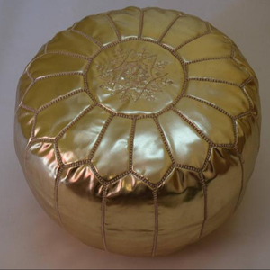 Poufs หนังเทียมสีทองสไตล์โมรอคโค,ของตกแต่งบ้านรูปทรงกลมสไตล์โมร็อกโกพื้นออตโตมัน - Product Image 1