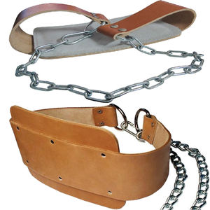 New Arrival Unisex Cowhide Leather Dip <b>Belt</b> Customized Logo Heavy-Duty Fitness <b>Exercise</b> Chain Gym Weightlifting with Buckle - Product Image 5