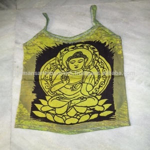 Camisetas de Tirantes de Algodón Teñido de Color Sólido con Estampado de Dioses Hindúes, Transpirables, Cortas, Estilo Indie Folk, Ropa para Mujer - Product Image 3