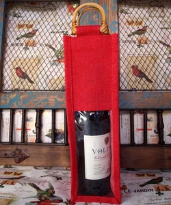 Eco Friendly <b>Jute</b> Wine Bottle Bag with Cane or Soft Handle Natural Reusable <b>Sack</b> for Gifting Events Retail and Promotional Use - Product Image 2