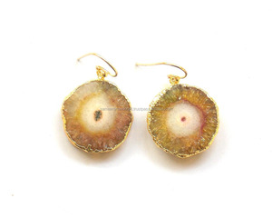 Pendiente de cuarzo solar amarillo claro natural chapado en oro para bodas Día de San Valentín Año Nuevo Plata de ley Regalo de Año Nuevo - Product Image 3