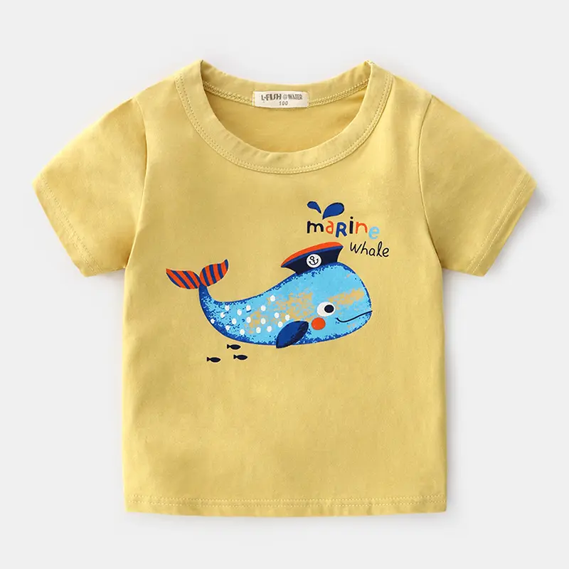 Ali Express Distributor Indonesia Summer Children Bangladesh Cotton Printed Whale Basic T-shirt