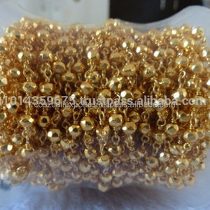 Cuentas de Pirita Chapadas en Oro, Cuentas de Cristales Naturales, Piedras Curativas, Cadena de Cuentas Doradas, Coszcalt Exports, Certificado por Terceros - Product Image 2