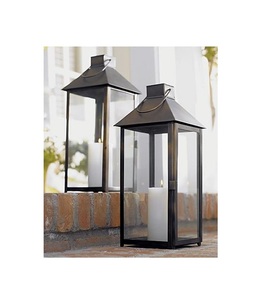 Linterna de vela de vidrio de hierro con acabado rústico para decoración del hogar para Navidad - Product Image 1