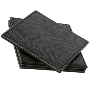 Posavasos cuadrado de cuero negro de alta calidad, hecho a mano - Product Image 1