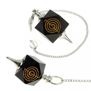 Péndulos de Ágata Negra con Pentagrama, Péndulos de Reiki al por Mayor - Product Image 1