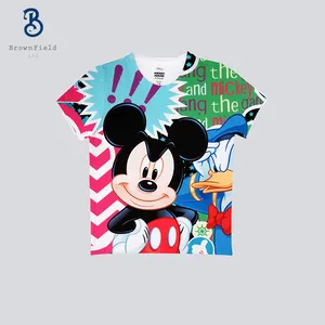 T-shirt en coton doux personnalisé pour enfants, impression carton, OEM, vente en gros - Product Image 1