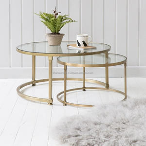 Living Room Furniture <b>Gold</b> Frame <b>Coffee</b> <b>Table</b> Contemporary Metal Legs Top Modern Round Cocktail <b>Table</b> <b>and</b> <b>Glass</b> Iron - Product Image 6