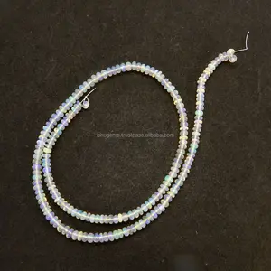 自然埃塞俄比亚蛋白石珠子宝石珠子4毫米圆形光滑平原16英寸长度32.10 cts松散宝石首饰