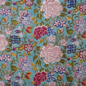 Serviettes de table 100 % coton pur, écologiques, faites à la main, motif floral, toile de jade, technique d'impression au bloc manuel, 1000 impressions - Product Image 2