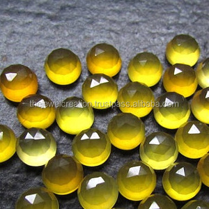 4mm Natural amarillo Calcedonia Rosa corte redondo semiprecioso cabujón piedra preciosa suelta de fabricantes proveedores precio al por mayor - Product Image 1