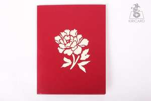 Red Rose Bloom 3D Laser Cut Floral Pop-up Card Tarjeta de felicitación de papel artesanal para cumpleaños o amor Regalo de recuerdo vietnamita - Product Image 6