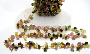 Cadena de Turmalina Natural al por Mayor, Cadena Gruesa Envuelta en Alambre, Componentes para Joyería, Modelo WS0102DE - Product Image 3