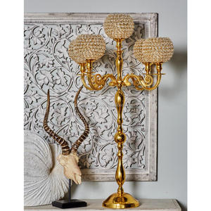 Large Classic Design <b>Candle</b> Stand Home Decorative Tea Light <b>Holder</b> with Crystal Votive Metal Candelabra - Product Image 6