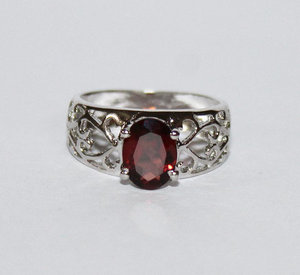 แหวนเงินแท้925ขายส่งทำมือดีไซน์เนอร์พร้อมพลอยโกเมนสีแดงธรรมชาติเครื่องประดับงานปาร์ตี้ - Product Image 1