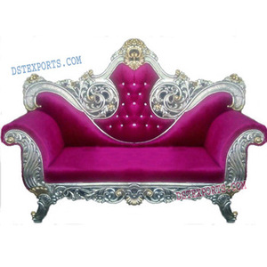 Muebles de madera tallados en plata para bodas, sofá de metal morado y plateado para bodas, fabricante de muebles metálicos para bodas indias en el Reino Unido. - Product Image 1
