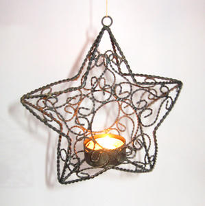 Noir et or étoile forme fer métal noël chauffe-plat bougeoir pour la maison événement fête table éclairage décor - Product Image 2