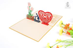 Día DE LA MADRE 3D intrincado corte láser saludo tarjeta emergente fabricante vietnamita artesanía bajo precio - Product Image 2