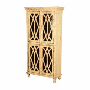Gabinete de cocina de madera de cuatro puertas rústico de estilo antiguo Muebles de sala de estar de madera maciza con características de comedor y comedor - Product Image 1