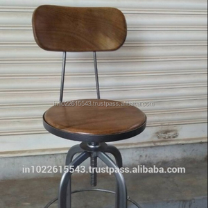Tabouret de Bar en fonte industriel, avec dossier en bois, style Vintage, livraison gratuite - Product Image 1