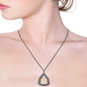 Pendentif bouddha traditionnel, pierre précieuse sertie de rubis, en argent 925, bijoux faits main, cadeaux religieux - Product Image 3