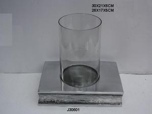 Forme de livre en fonte d'aluminium de haute qualité ouragan dans le vernis miroir et avec cheminées en verre décor à la maison bougeoir - Product Image 3