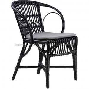 Silla de comedor de ratán negra, hecha a mano de ratán - Product Image 2